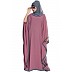 Kaftan abaya in dual color- Puce Pink-Grey